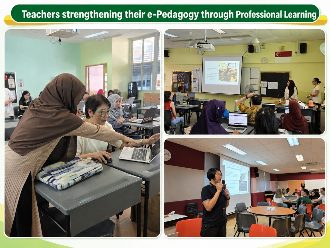 Teachers participating in professional learning to strengthen e-pedagogy.